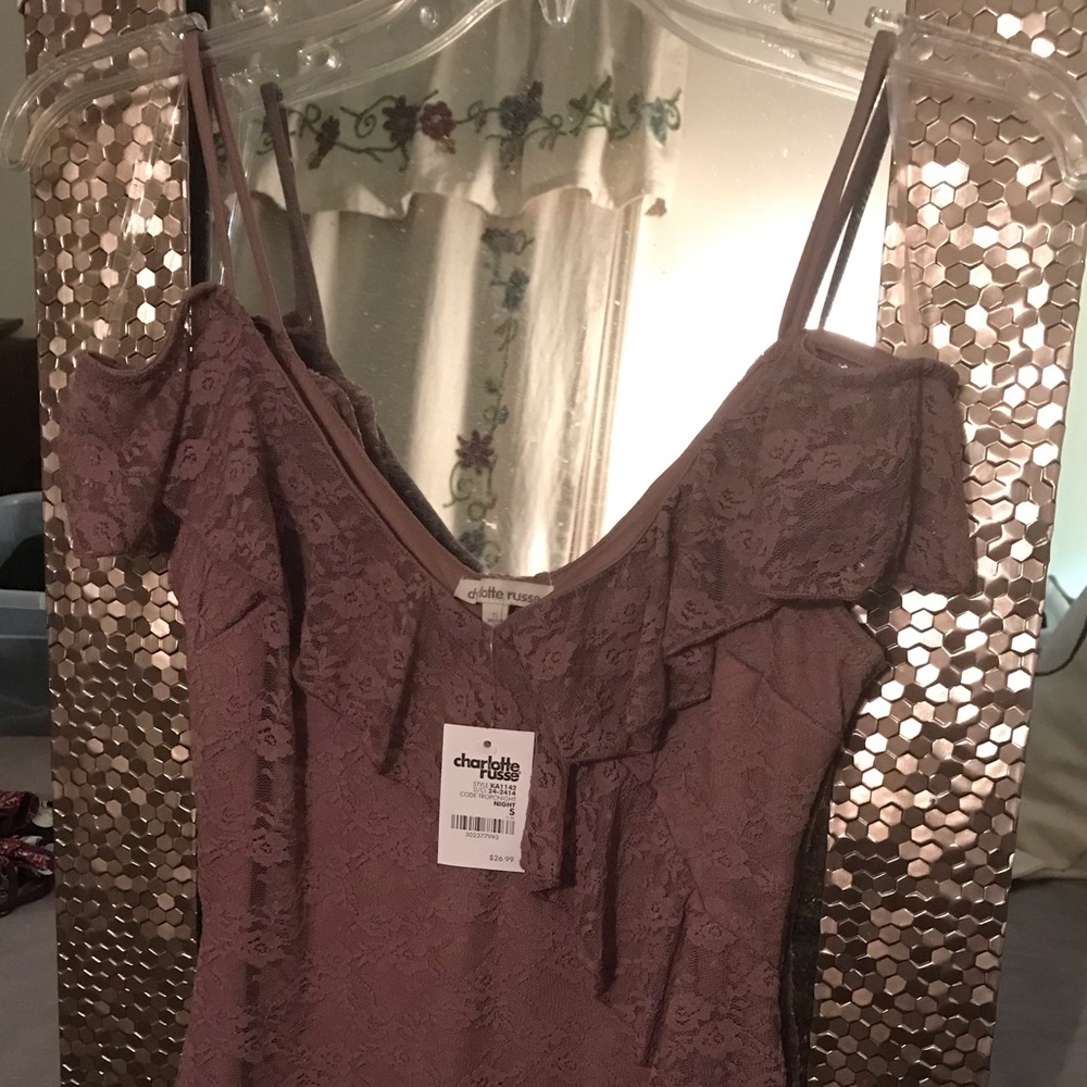 Knee length purple lace dress